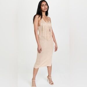 525 America Fringe Tank Knit Dress in Oatmeal- NWT